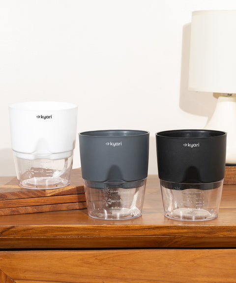 Kyari Poetic Pot Combo of 3 Colors (Grey,Black,White)